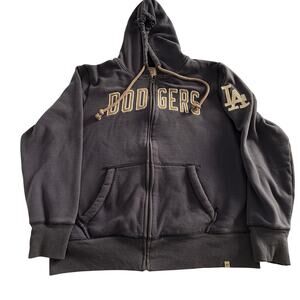 LA Dodgers Zip Up Hoodie ’47 Brand Blue Embroidered Logo Sweatshirt Men's XL